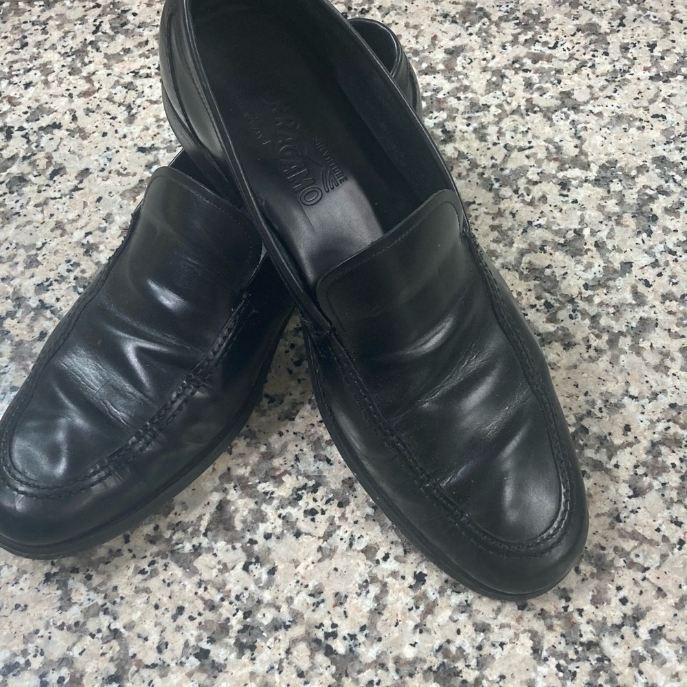 Ferragamo Black Leather Loafers